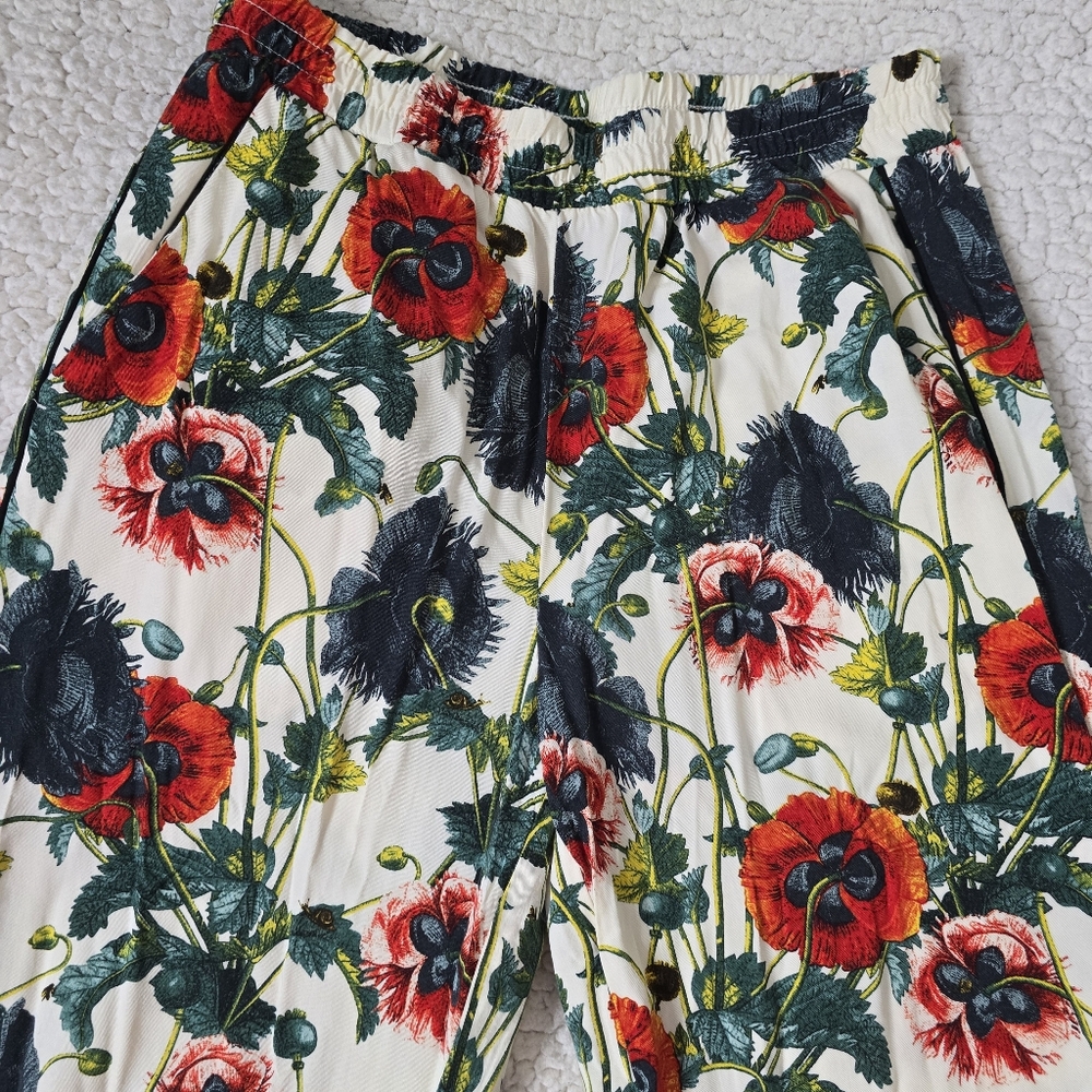H&M Wide Leg Pants Floral Flowy Pull On Size 6 - Picture 2 of 12
